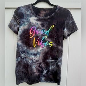 UK2LA Black, White, And Blue Tie Dye Moisture Wicking T-Shirt.  Size Small. NWOT